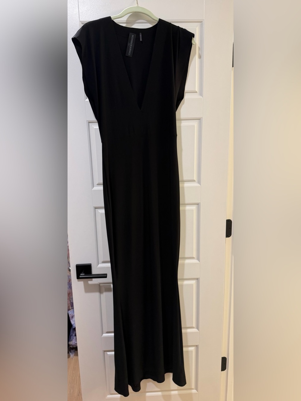 Norma Kamali Black V-Neck Maxi Dress